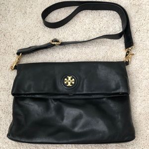Authentic Black Leather Tory Burch Crossbody Bag
